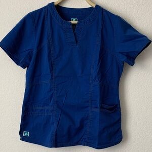 Stylish Blue Short Sleeve Women's Scrubs Top